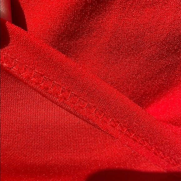 Red Cold Shoulder With Black Trim Eye Hook Closure Front Top - Picture 7 of 8